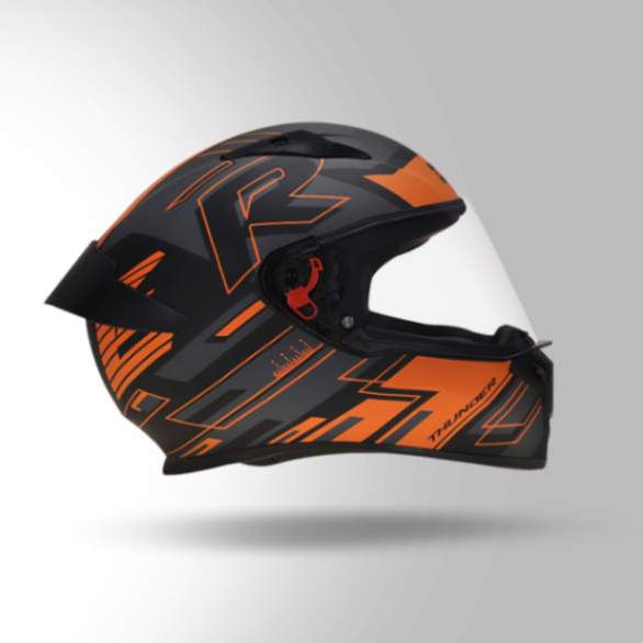Studds Thunder D3 Decor Matt Black & Orange With Spoiler – Full Face Helmets