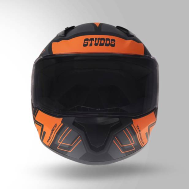 Studds Thunder D3 Decor Matt Black & Orange With Spoiler – Full Face Helmets