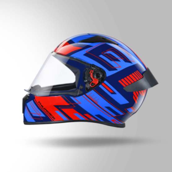Studds Thunder D3 Decor Matt Blue & Red With Spoiler – Full Face Helmets
