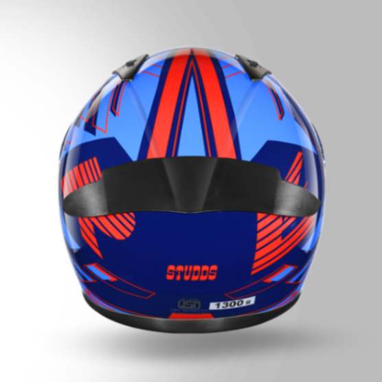 Studds Thunder D3 Decor Matt Blue & Red With Spoiler – Full Face Helmets