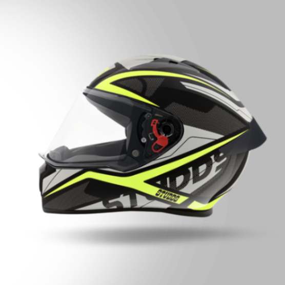 Studds Thunder D4 Decor Black & Yellow With Spoiler – Full Face Helmets