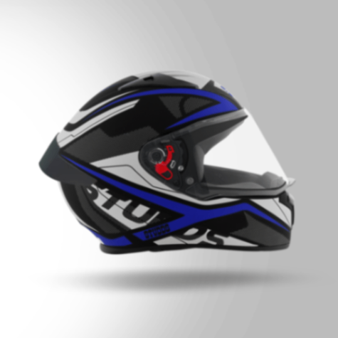 Studds Thunder D4 Decor Matt Black & Blue With Spoiler – Full Face Helmets