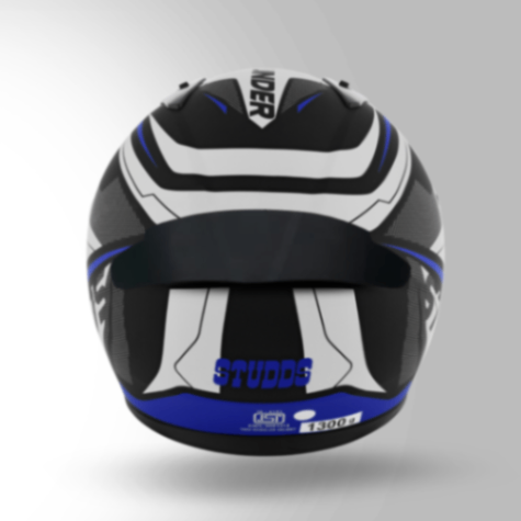 Studds Thunder D4 Decor Matt Black & Blue With Spoiler – Full Face Helmets