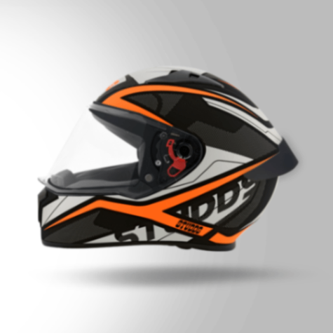 Studds Thunder D4 Decor Matt Black & Orange With Spoiler – Full Face Helmets