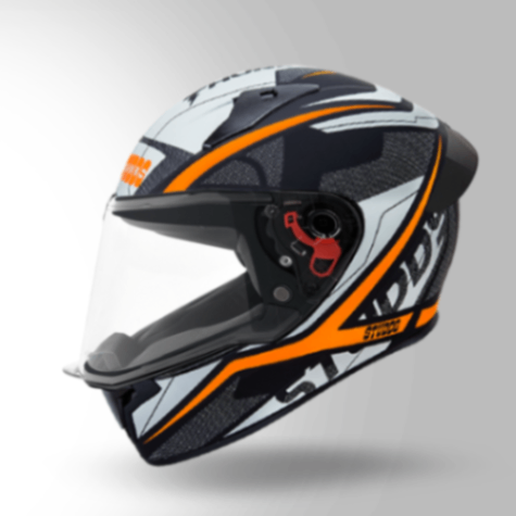 Studds Thunder D4 Decor Matt Black & Orange With Spoiler – Full Face Helmets