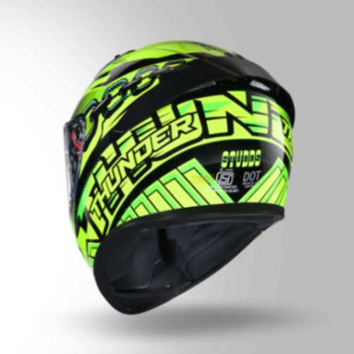 Studds Thunder D5 Decor Green & Yellow With Spoiler- Full Face Helmets