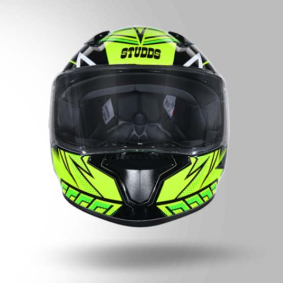 Studds Thunder D5 Decor Matt Green & Yellow With Spoiler – Full Face Helmets