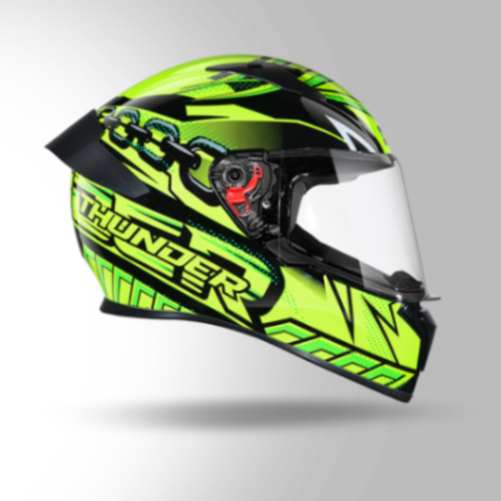 Studds Thunder D5 Decor Matt Green & Yellow With Spoiler – Full Face Helmets