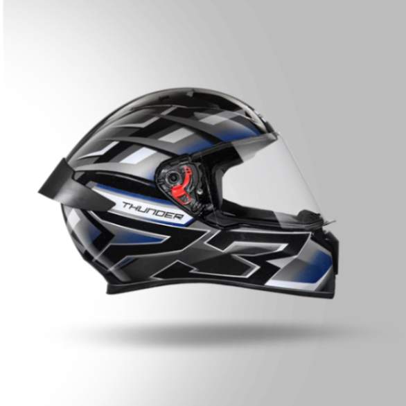 Studds Thunder D6 Decor Black  Grey & White With Spoiler – Full Face Helmets