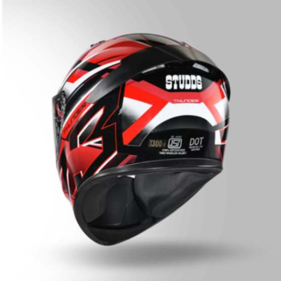 Studds Thunder D6 Decor Black / White & Red With Spoiler – Full Face Helmets