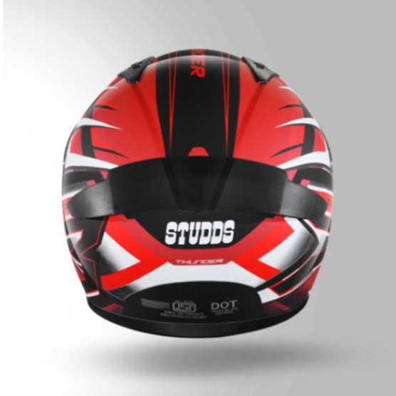 Studds Thunder D6 Decor Black / White & Red With Spoiler – Full Face Helmets