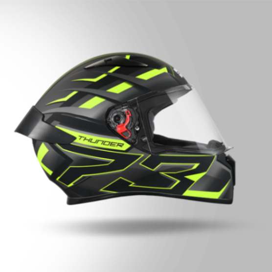 Studds Thunder D6 Decor Matt Black / Grey & Yellow With Spoiler – Full Face Helmets