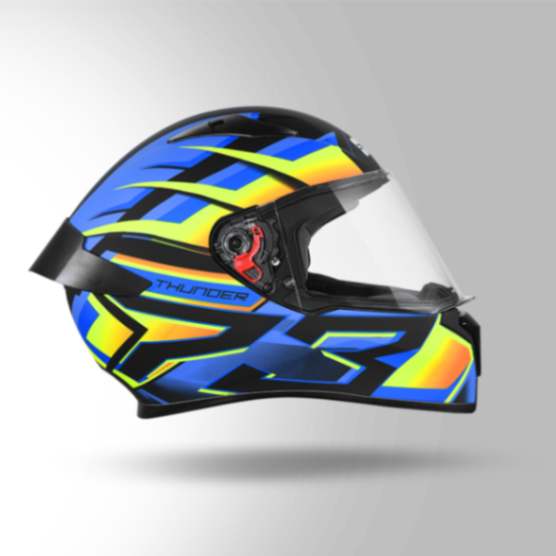 Studds Thunder D6 Decor Matt Black / Orange & Blue With Spoiler – Full Face Helmets