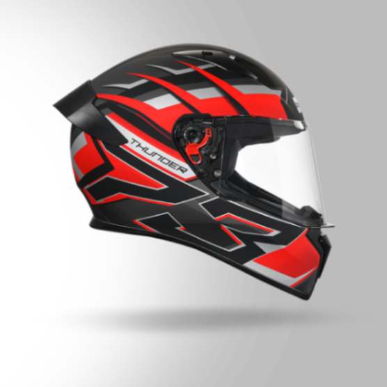 Studds Thunder D6 Decor Matt Black / Red & Grey With Spoiler – Full Face Helmets