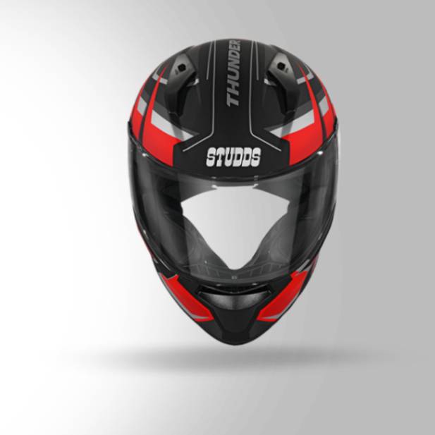 Studds Thunder D6 Decor Matt Black / Red & Grey With Spoiler – Full Face Helmets
