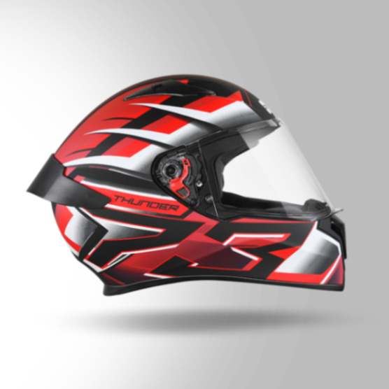 Studds Thunder D6 Decor Matt Black / White & Red With Spoiler – Full Face Helmets