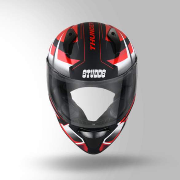 Studds Thunder D6 Decor Matt Black / White & Red With Spoiler – Full Face Helmets