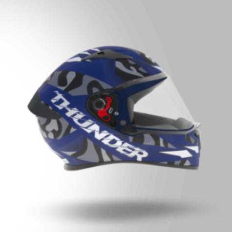 Studds Thunder D7 Decor Matt Blue & Grey With Spoiler – Full Face Helmets