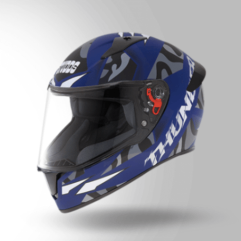 Studds Thunder D7 Decor Matt Blue & Grey With Spoiler – Full Face Helmets
