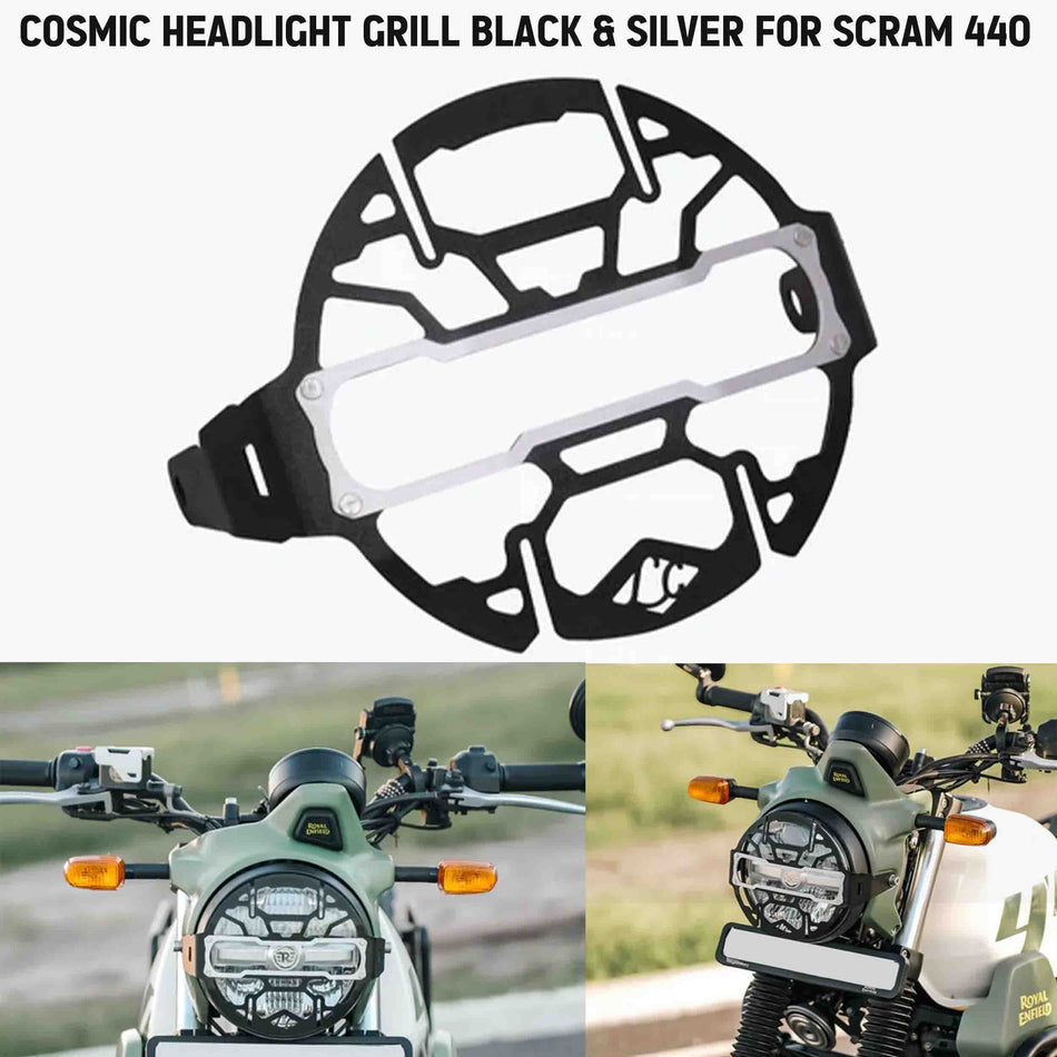COSMIC HEADLIGHT GRILL BLACK & SILVER FOR SCRAM 440
