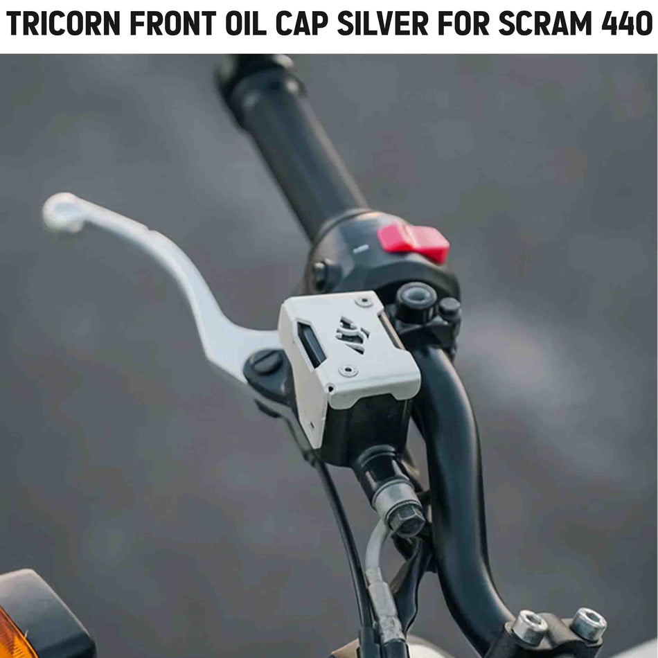 TRICORN FRONT OIL CAP SILVER FOR SCRAM 440