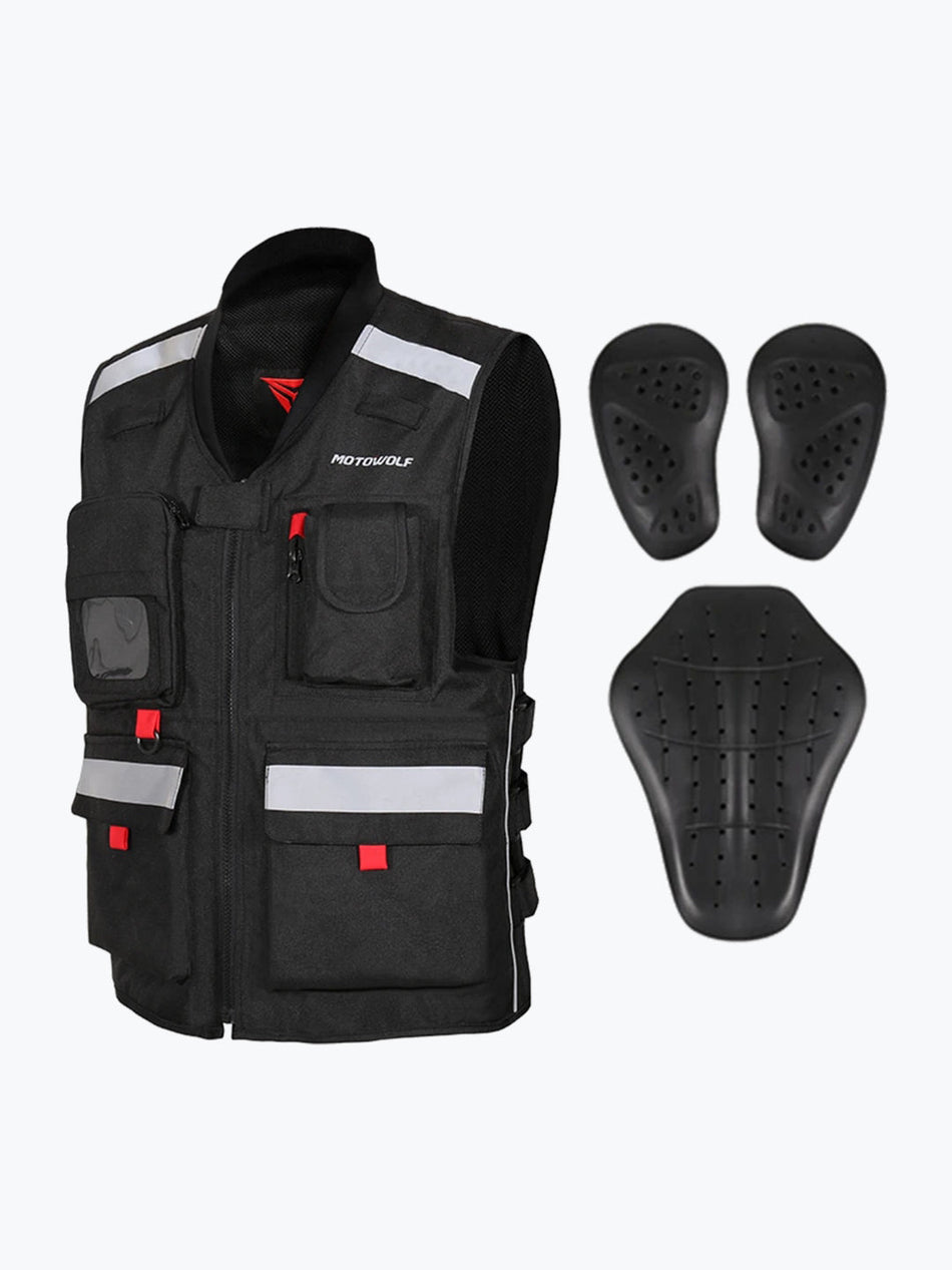 MOTOWOLF VEST WITH PAD BLACK 0504