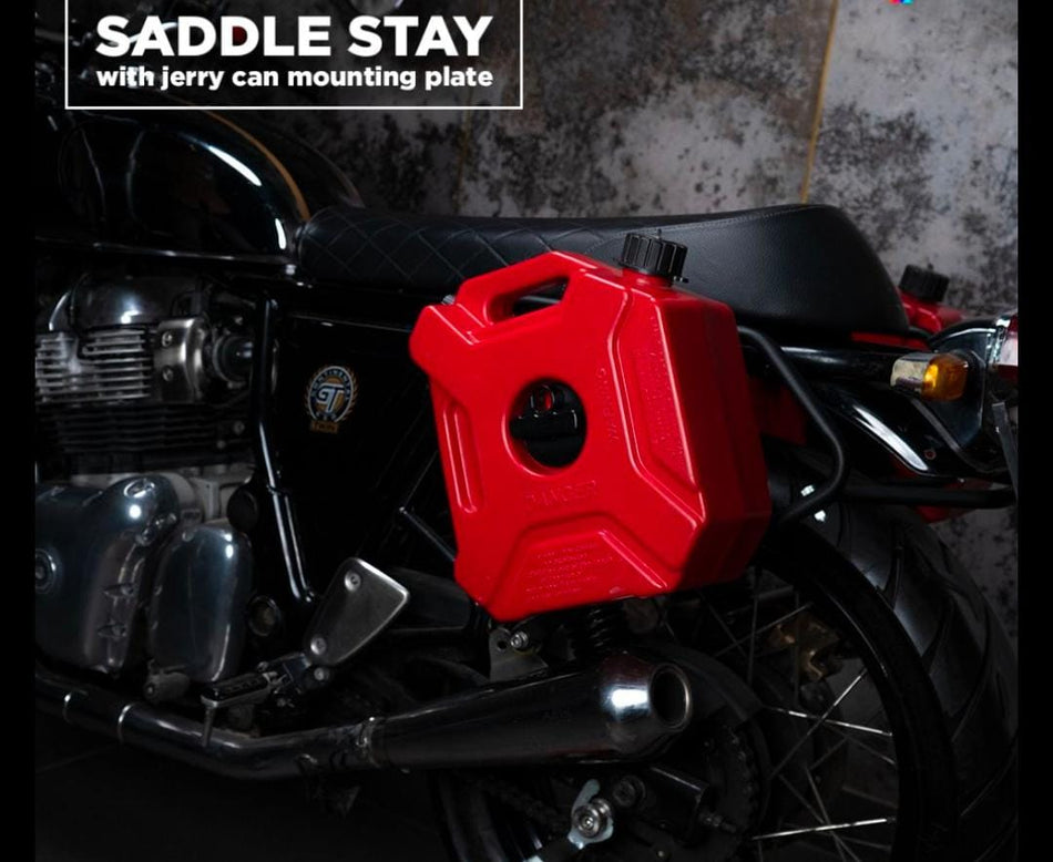 SADDLE STAYS MS WITH EXHAUST SHEILD WITH JERRY CAN MOUNTING TEXTURE MATT BLACK FOR GT/INTERCEPTOR650
