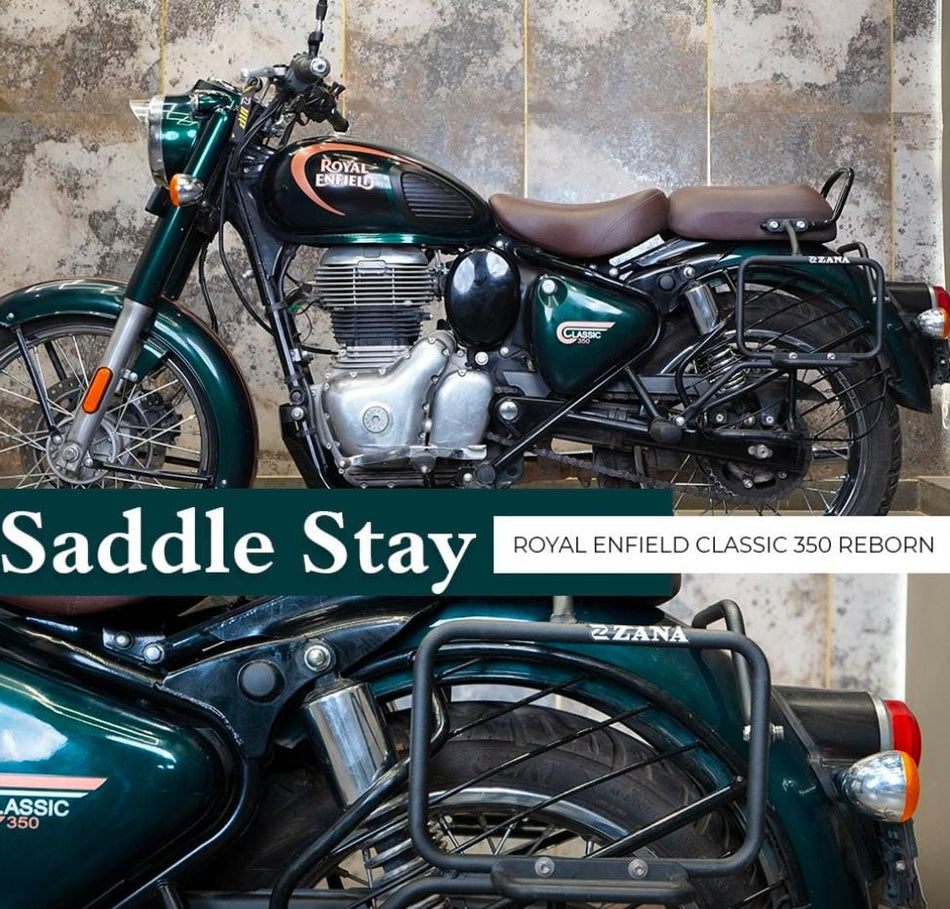 SADDLE STAYS MILD STEEL WITH EXHAUST SHEILD TEXTURE MATT BLACK FOR CLASSIC 350 REBORN