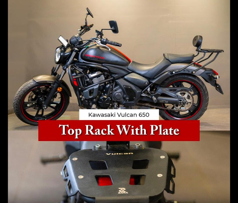 TOP RACK WITH PLATE COMPATIBLE WITH PILLION BACKREST FOR KAWASAKI VULCAN 650