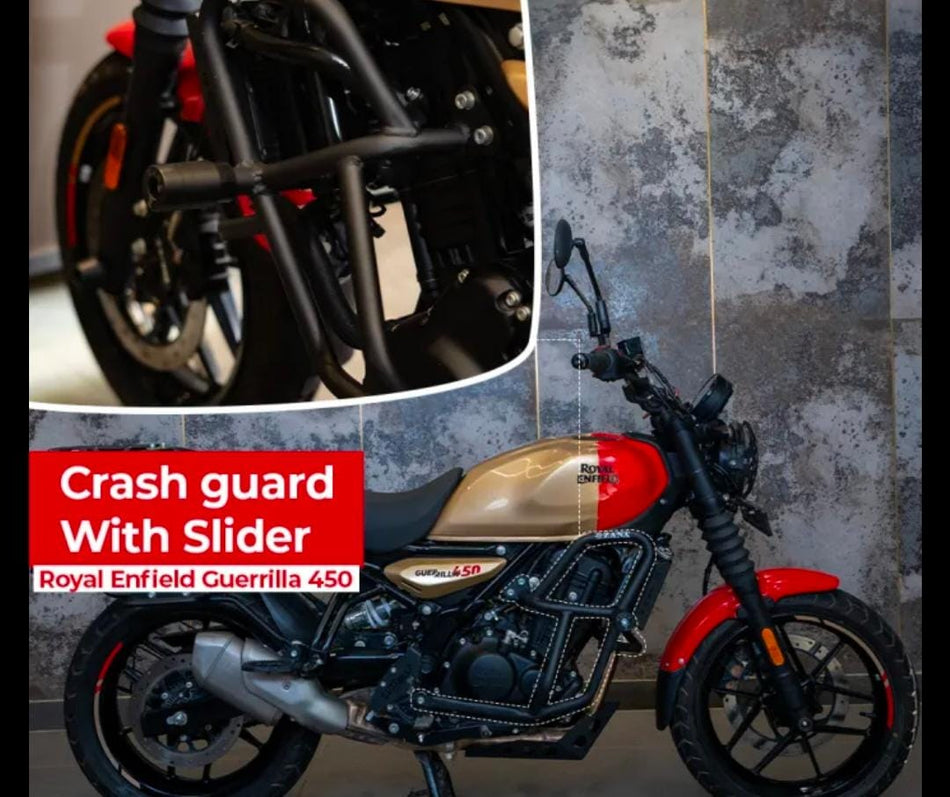 Crash Guard for Guerrilla 450 (with Slider, Black Texture, Mild Steel) - Type-1