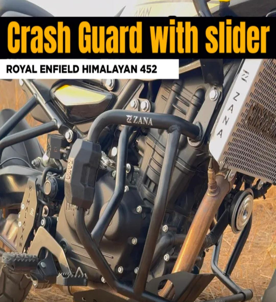 Crash Guard for Himalayan 450 (with Slider Puck, Black Texture, Mild Steel) - Type-3