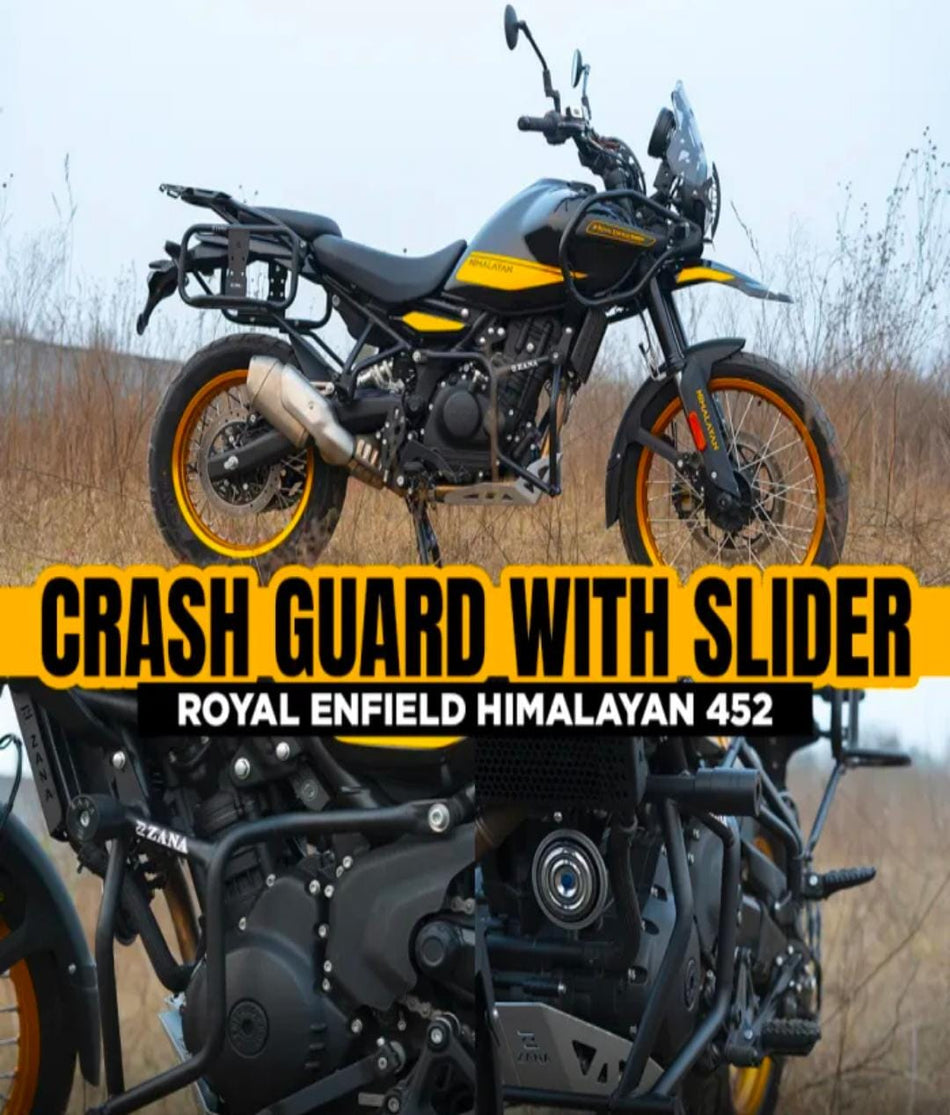 Crash Guard for Himalayan 450 (with Slider , Black Texture, Mild Steel) - Type-2