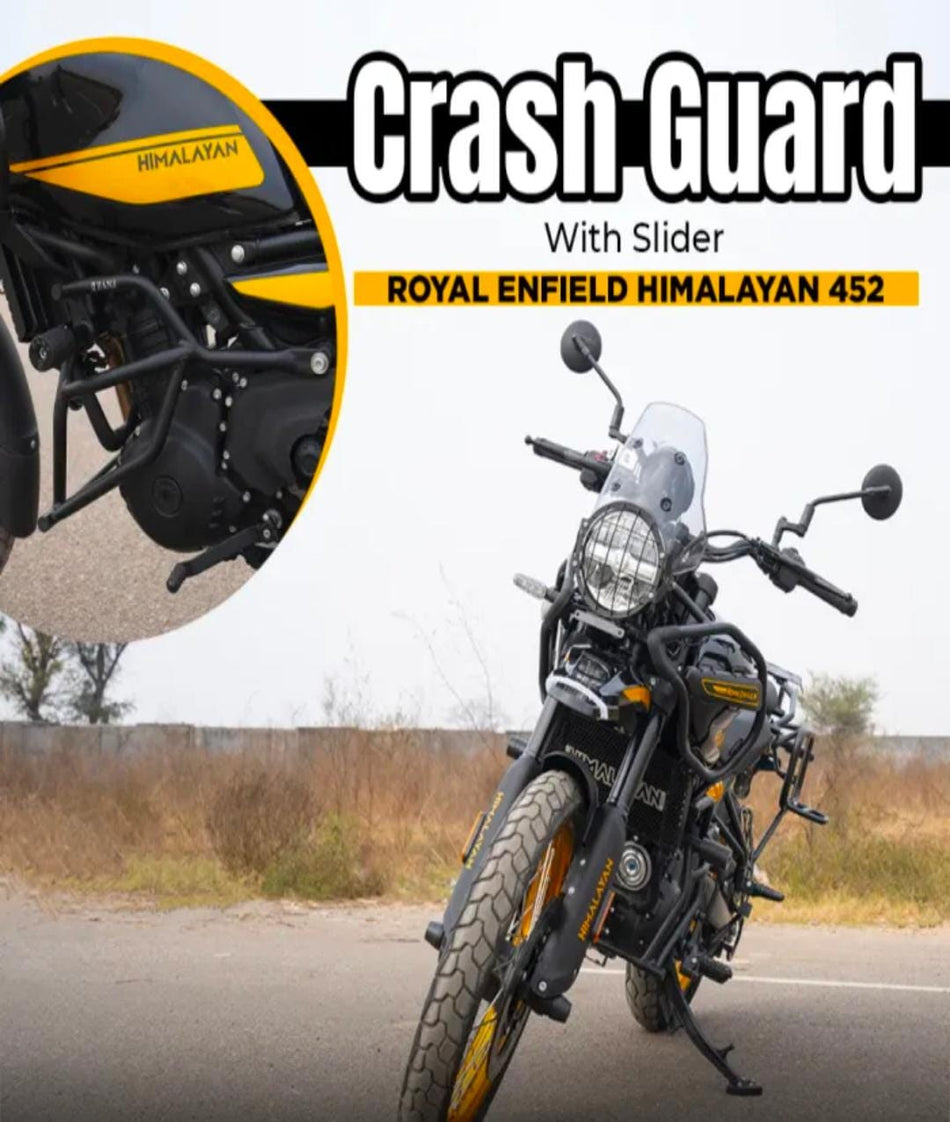 Crash Guard for Himalayan 450 (with Slider , Black Texture, Mild Steel) - Type-1
