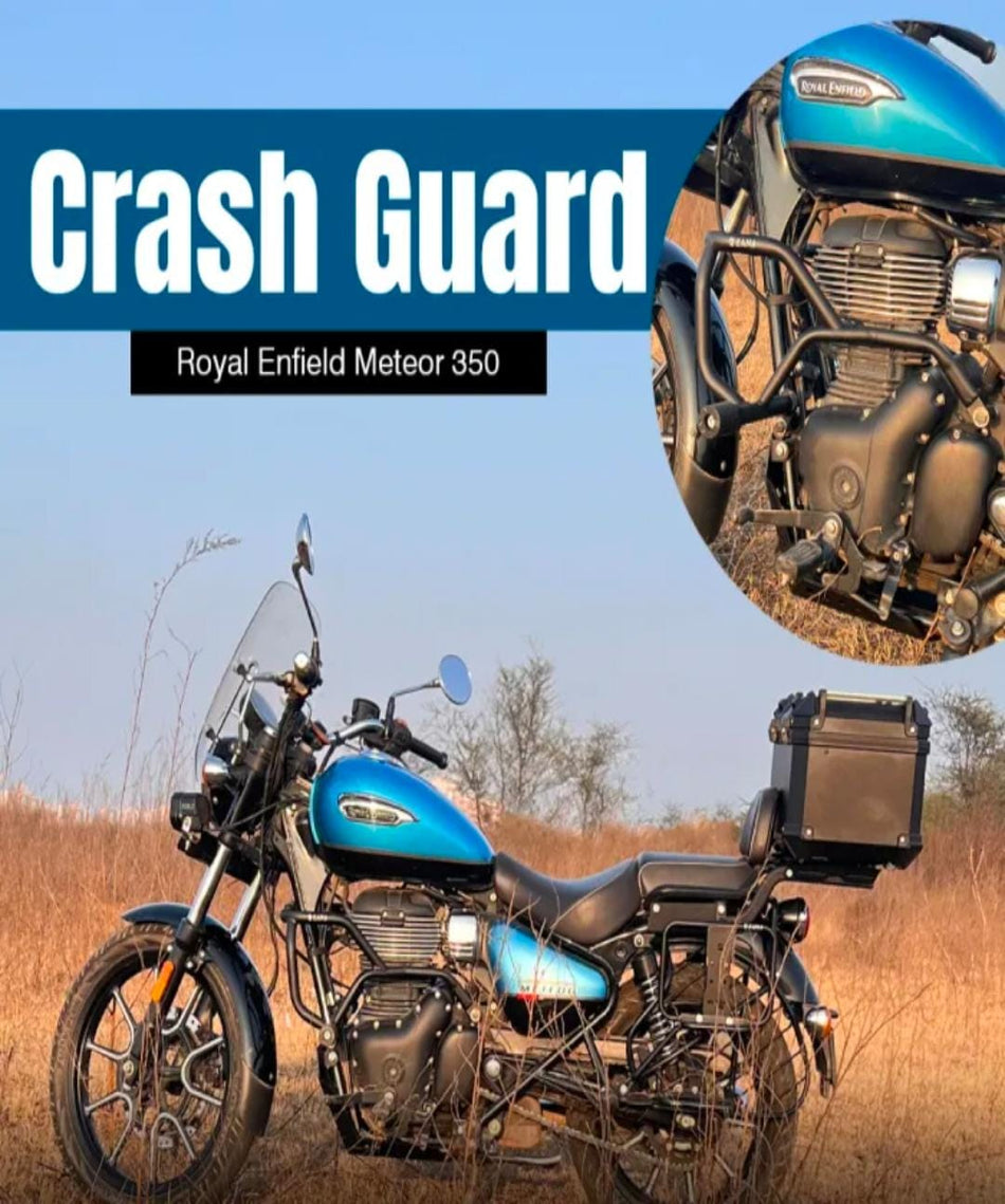 Crash Guard With Slider Texture Matt Black Steel For Meteor 350