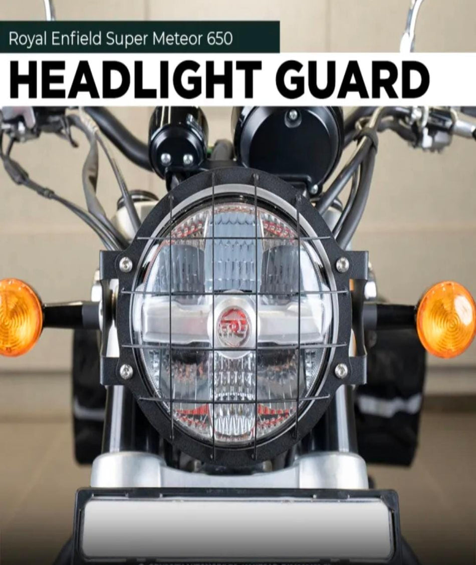 HEADLIGHT GUARD TYPE-1 BLACK STAINLESS-STEEL FOR SUPER METEOR 650
