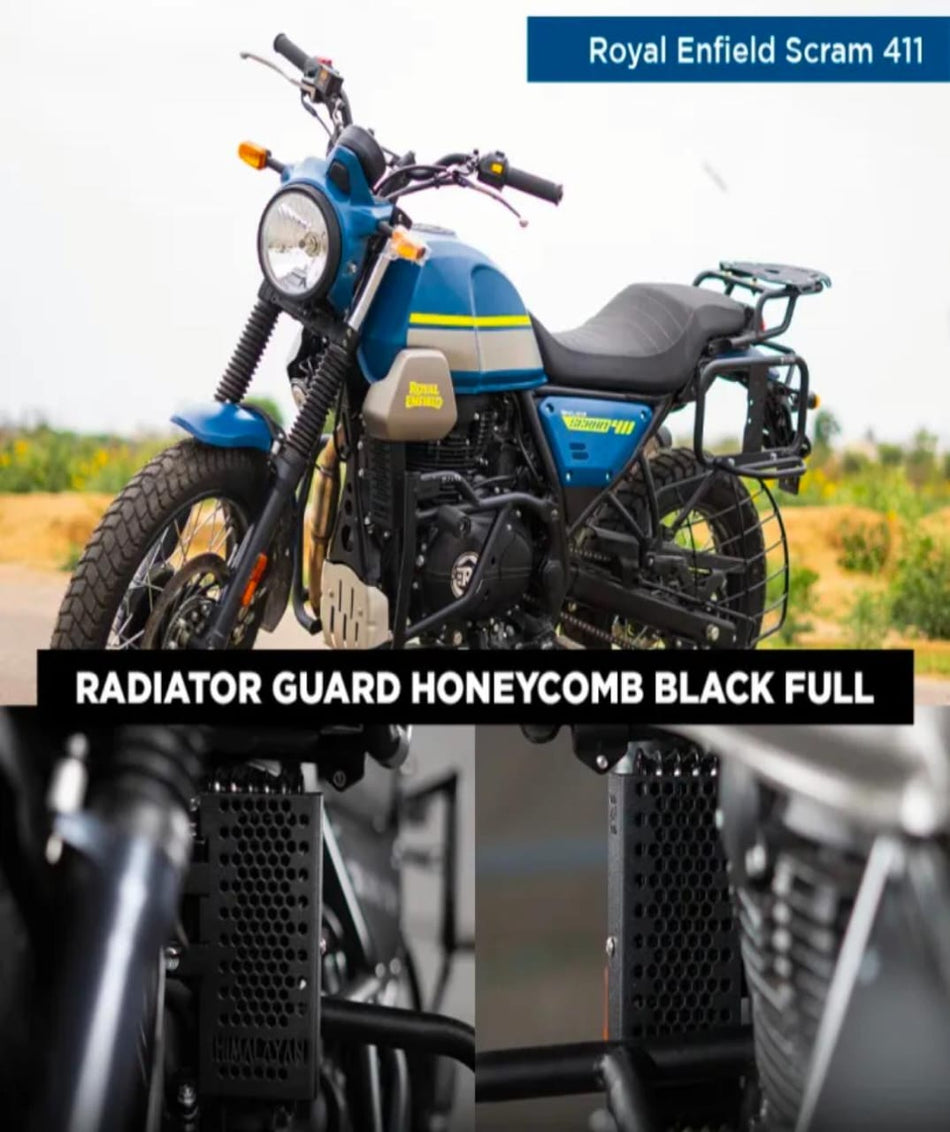RADIATOR GUARD HONEYCOMB BLACK ALUMINUM (FULL) FOR SCRAM 411