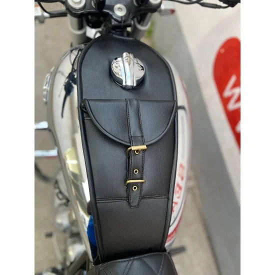 Leather Finish Tank Cover  (Black) For R.E Interceptor 650/Continental GT 650