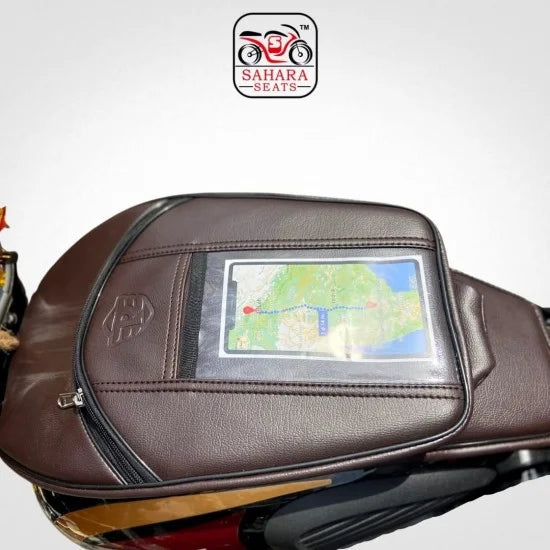 Tank Cover with Mobile Holder(Brown) For R.E All New Classic 350 /Be Reborn /Next Gen