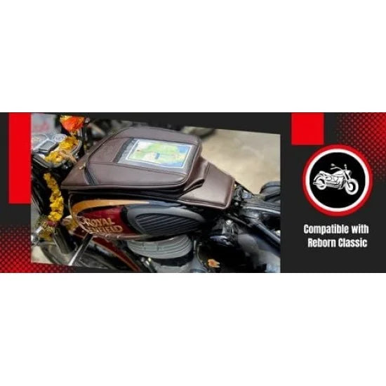 Tank Cover with Mobile Holder(Brown) For R.E All New Classic 350 /Be Reborn /Next Gen