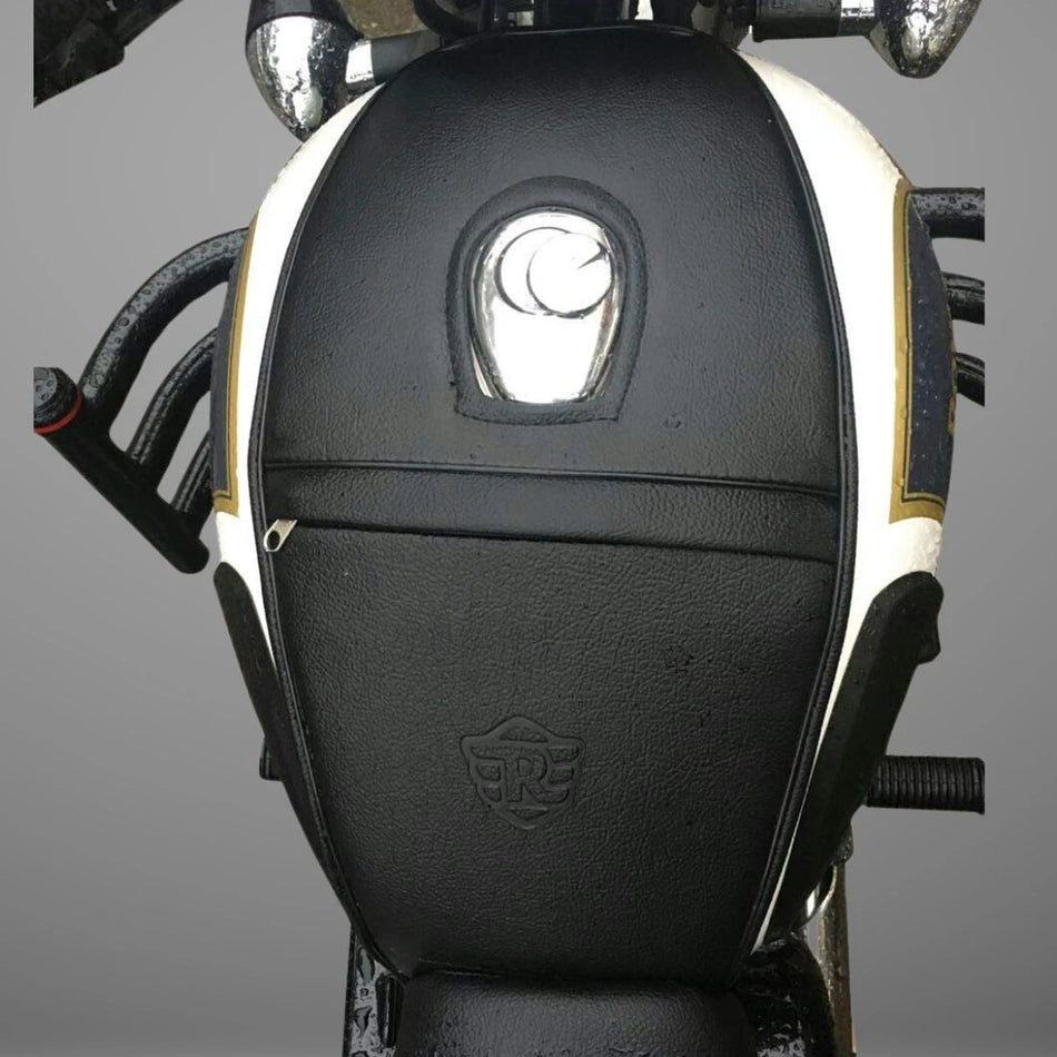 Single Zip Tank Cover (Black) For R.E  Classic 350/500/ Bullet /Standard/Electra