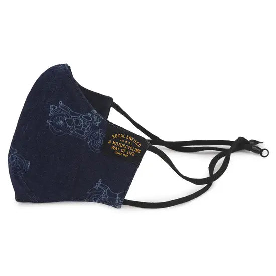 GARRISON FACE MASK CLASSIC BIKE PRINT - NAVY