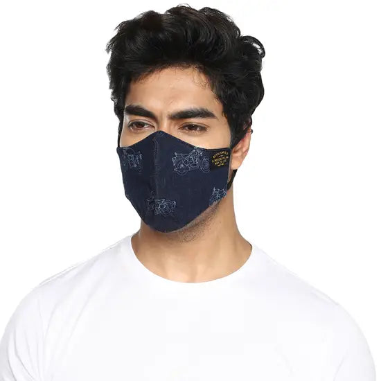 GARRISON FACE MASK CLASSIC BIKE PRINT - NAVY