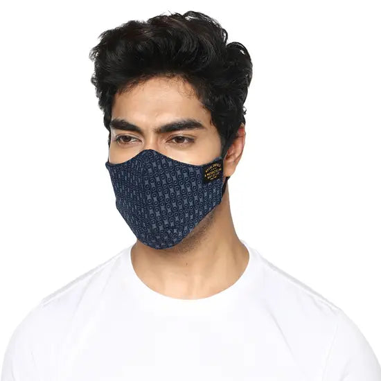 GARRISON FACE MASK CHAIN PRINT - NAVY