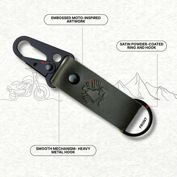 Moto Loop Leather Keychain (Forest Green )for Bike Engina Lifestyle