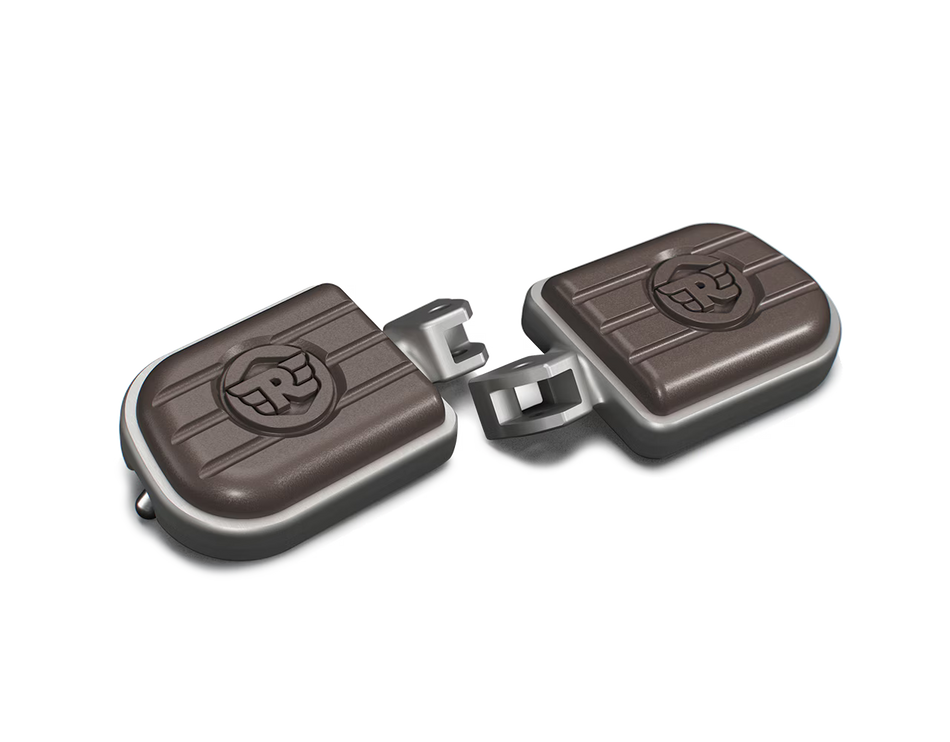 Brown And Silver Deluxe Footpegs For Royal Enfield New Bullet 350