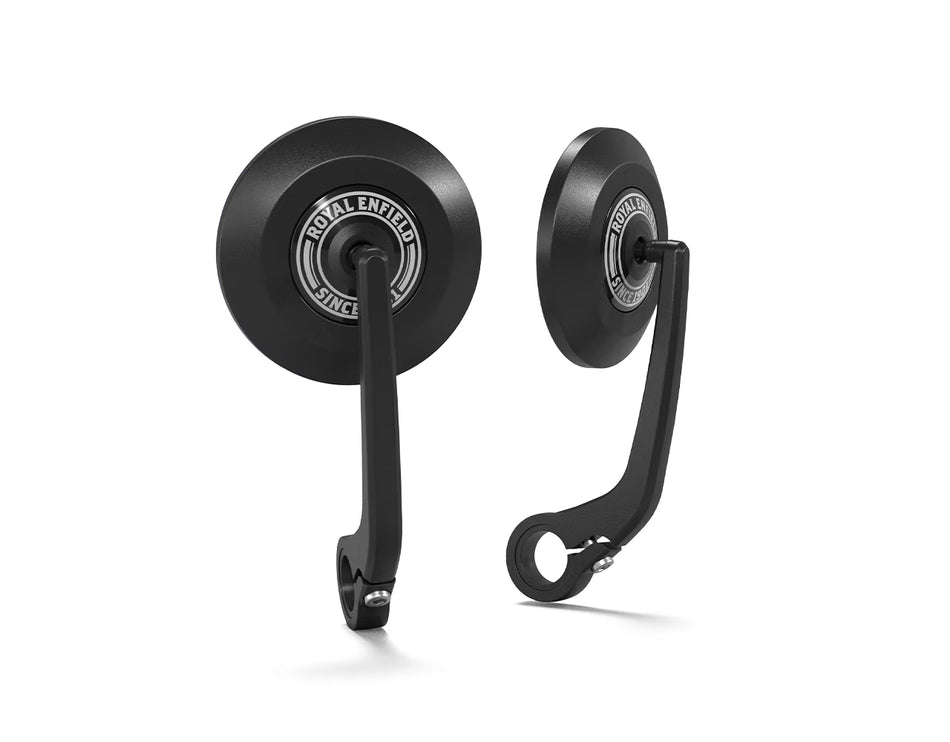 Black Round Bar End Mirrors For Royal Enfield Classic 650