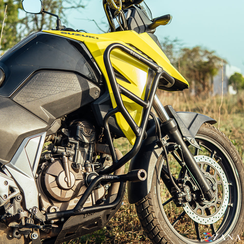 Upper & Lower Crash Guard with Slider Combo (Black) For V Strom SX 250
