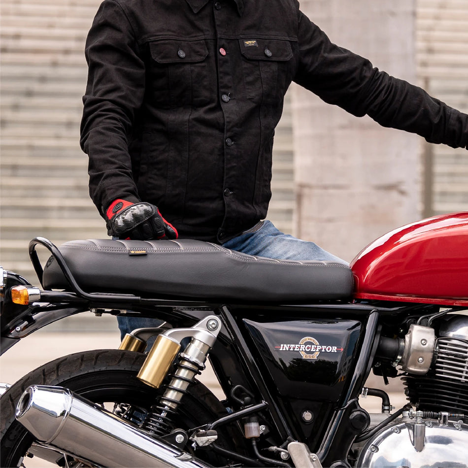 Black Deluxe Touring Dual Seat For Royal Enfield Interceptor 650