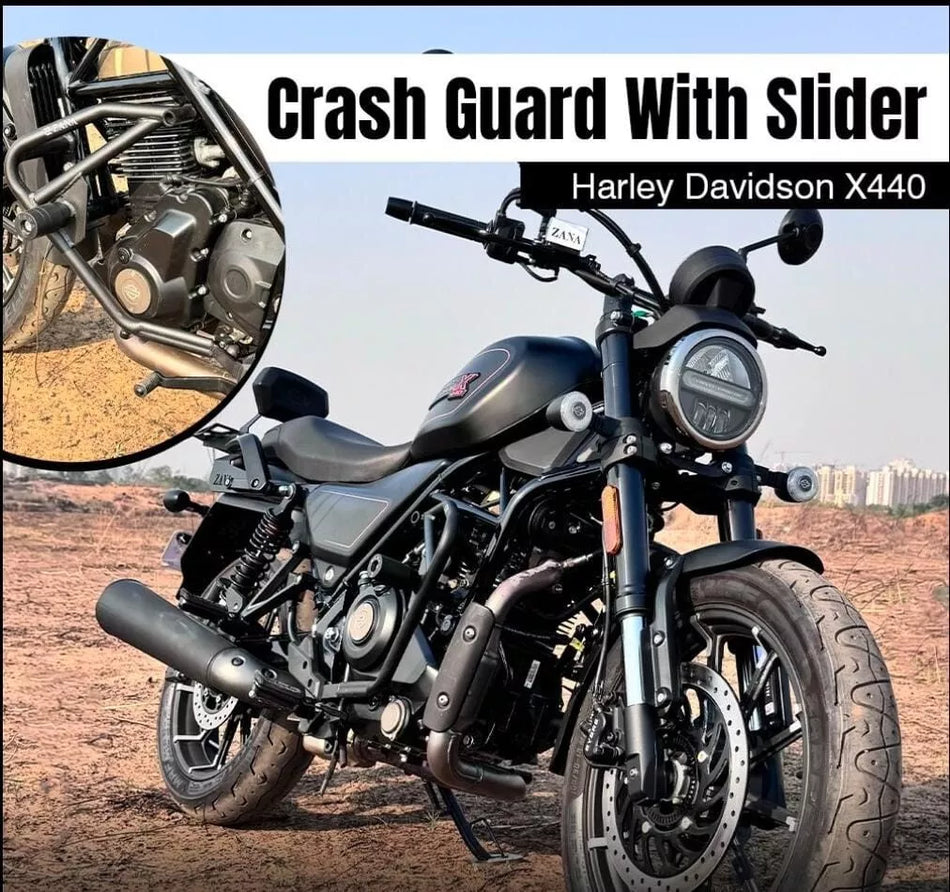 Crash Guard With Slider for Harley Davidson X440 - Black